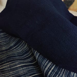 Hand woven Indigo cotton fabric: hand dyed indigo cloth by yard