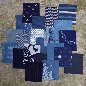 20 pcs Boro fabric scrap Hand dyed fabric natural botanic dyeing patch scrap pack DIY sashiko stitching plant dyeing cotton pack indigo dye
