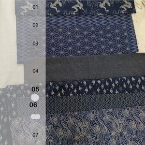 Retro Japanese Cotton Fabric: Navy Print, Medium Thickness (Fat Quarter) image 2