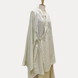 Chaqueta tipo kimono de ramio: Top holgado de hanfu, mangas largas