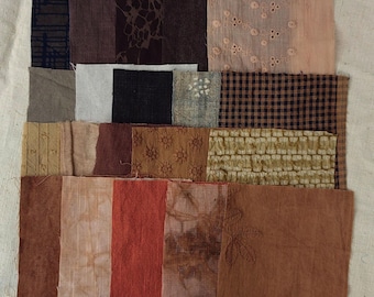 Boro Fabric Scrap Pack: 20 Hand-Dyed Cotton Pieces for Sashiko Stitching