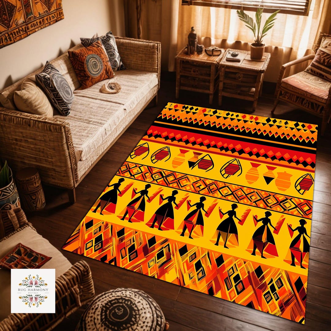 Savannah Area Rug|african Runner|afrocentric Non Slip Carpet|safari ...
