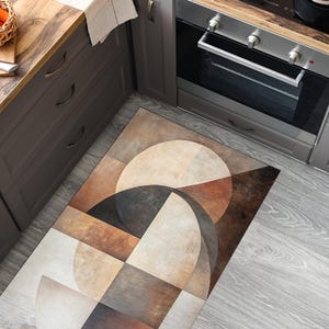 Abstract Shapes Shades Brown Modern Area Rug, Boho Dorm Decor, Modern ...