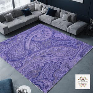 Purple Floor Rug|Machine-Washable Non-Slip Rug|Boho Style Living Room Carpet|Housewarming Area Rug|Decorative Multi-Purpose Anti-Slip Carpet