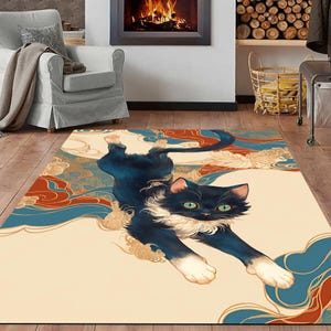 Cat Design Rug, Cat Posters Rug, Cute Cat Rug, Animal Themed Rug, Room Decor, Home Decoration, Personalized Gift, Living Room, Hotel Decor