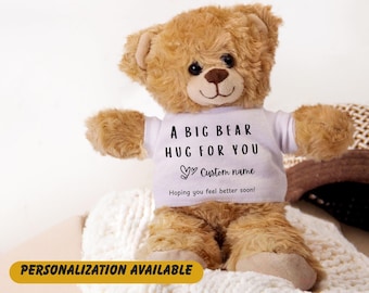 Custom Get Well Soon Bear, Childrens Hospital Get Well Gift For 6 Year Old Girl or Boy, Teddy Bear Gift For Girl Boy, Get Well Soon Gift Set