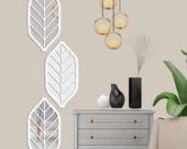 Elegant 3D MDF Leaf-Shaped Mirror with Gold or Silver Frame | Nature-Inspired Wall Decor for Living Room, Bedroom, Office, or Gift
