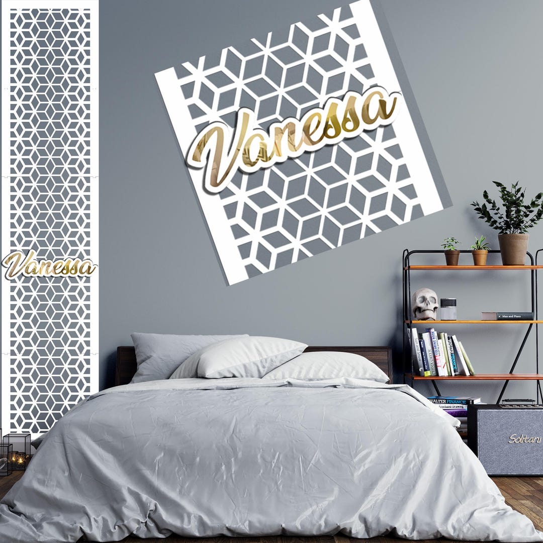 Geometric Wall Panel, Customizable Nameplate, Minimalist 3D Wall Art ...