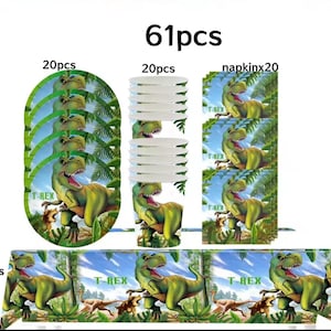 61PCS Children Dinosaur Theme Party Tableware Set