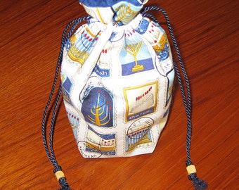 Hanukkah Design Tiny Tote Purse Organizer Gelt Pouch