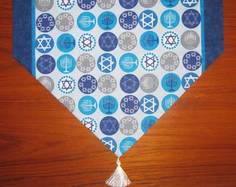 Hanukkah Circles Design Holiday Table Runner Scarf 46 Inches