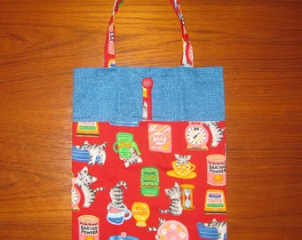 Kitchen Cats Design Tuck and Roll Fold-Up Portable Shopping Tote