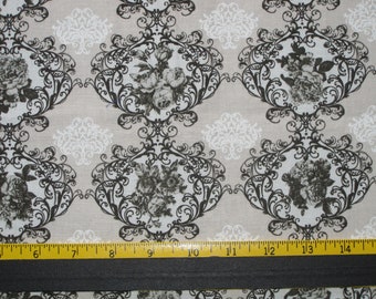 French Floral Design Fabric Destash Remnant 19 Inches Square