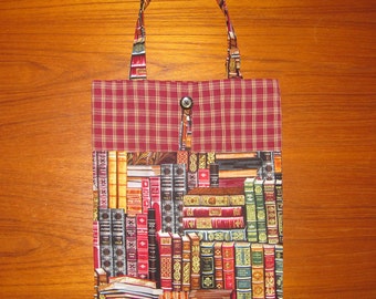 Library Books Book Club Design Tuck and Roll Fold-Up Portable Shopping Tote