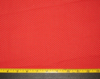 White Microdots on Red Background Fabric Yardage Destash 1 yard
