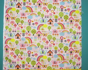 Kokka Trefle Children's Design Fabric Destash Remnant 19 Inches Square Pink