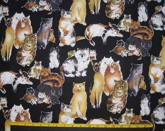 Alexander Henry Design Fabric Fuzzy Felines Destash 1-1/2 Yards OOP