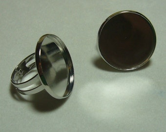 12 silver tone 24mm ring bezel blanks