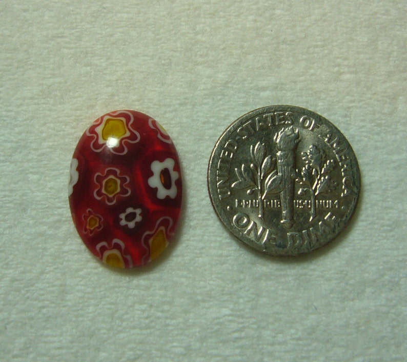 18 x 13 red with yellow and white millefiori glass cabochons 12 image 2