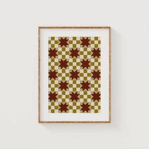 Vintage Quilt Granny Print, Quilt Star Print, Digital Downloadable Wall Art, Printable Wall Art, Cottagecore Design, Grandmacore Design