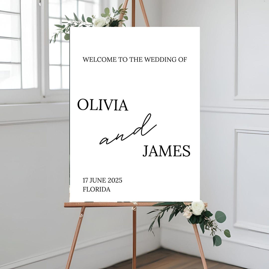 Wedding Welcome Sign Template, Modern Welcome Wedding Sign, Editable ...