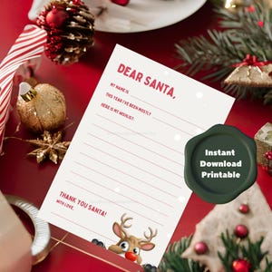 Letter to Santa Printable Template: Instant Download (PDF & JPEG A4 Size)