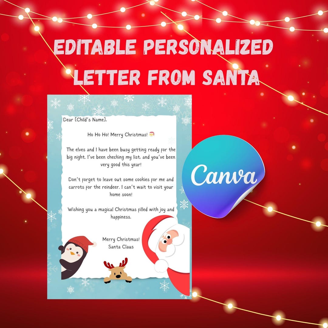 Editable Letter From Santa – Canva Template – A4 Printable ...