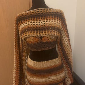 mesh top, bralette and skirt set