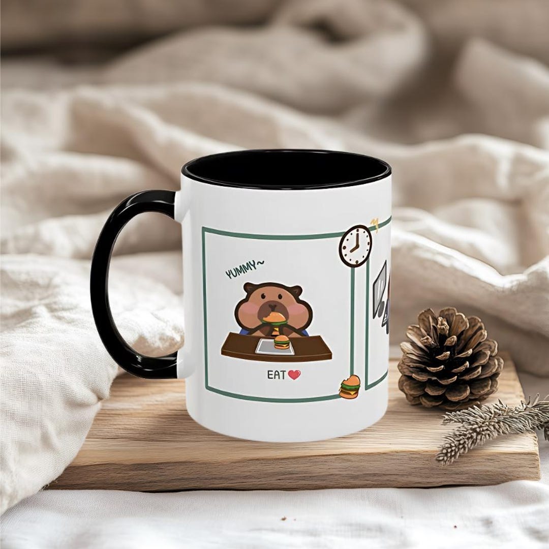 Capybara Daily Life Mug, Capybara Eat Work Sleep Mug, Capybara Routine ...