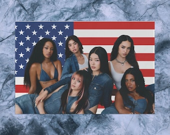 Katseye Gap Design, Flag Tapestry, Unique Home Decor, Kpop Room Decor, Wall art, Manon, Lara, Sophia, Daniela, Yoonchae, Megan