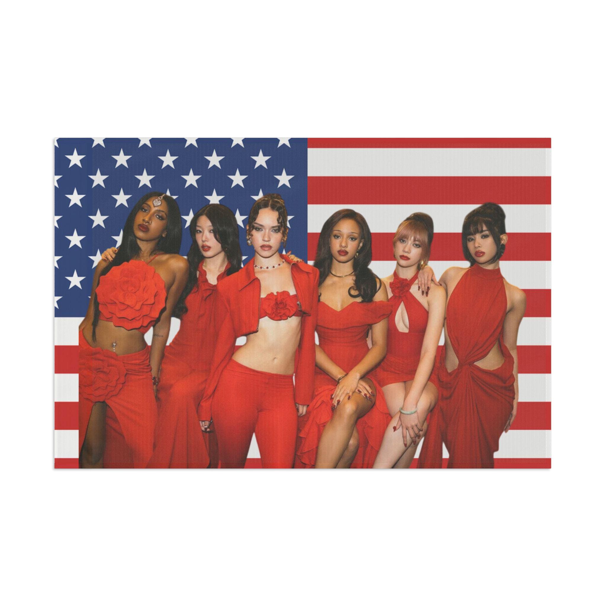 Katseye Flag Kpop Gabriela Poster, Manon, Daniela, Megan, Lara, Yoonchae, Sophia, Home Decor, Room Decor, Wall Decor, Unique Gift