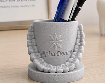 Portalápices de ortodoncia personalizado, organizador de escritorio personalizado para consultorio dental, portalápices con forma de dientes alineados, regalo para dentista, decoración grabada para clínica