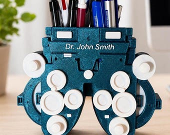 Personalized Optometrist Gift, Eye Doctor Desk Organizer, Phoropter Pen Holder, Ophthalmology Office Decor, 3D Printed Custom Pen Cup