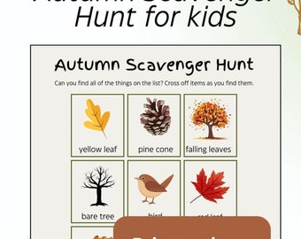 秋の宝探しゲーム - 子供向け - パーティー、学習、アウトドアアクティビティに最適 - 印刷可能