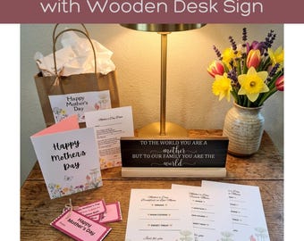 Mother's Day Gift Kit, Wooden Sign, Coupon Book, Menu, Personalized Bundle