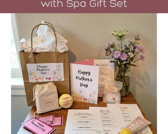 Mother's Day Spa Gift Bundle with Coupon Book, Handmade Soap Set