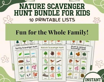 Paquete de búsqueda del tesoro en la naturaleza para niños / Lista de verificación en PDF para actividades al aire libre (descarga instantánea)