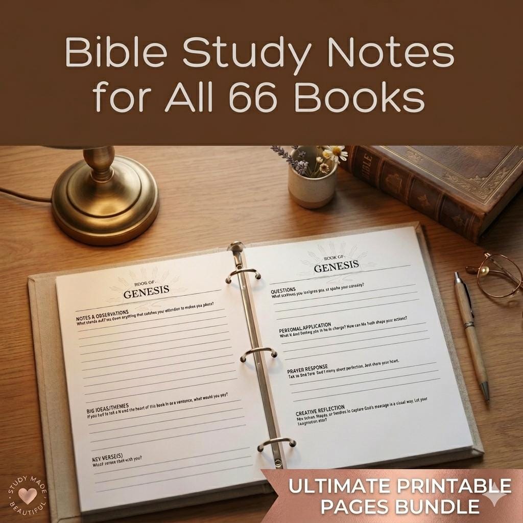 Guided Scripture Study Journal Christian Bible Study Reflection Prompts (Printable PDF Workbook)