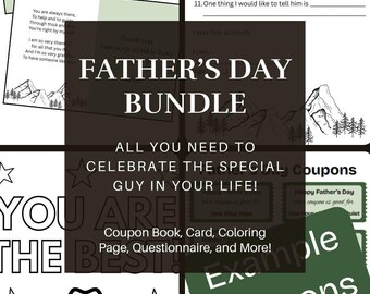 父の日の直前ギフトセット｜クーポンブック、詩、塗り絵、カード、アンケート｜お父さん、おじいちゃん、お義父さんへのお子様からの贈り物
