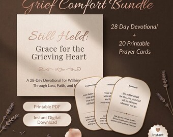 Tarjetas de oración con versículos bíblicos y devocionales cristianos para el duelo - Paquete de consuelo (descarga digital)