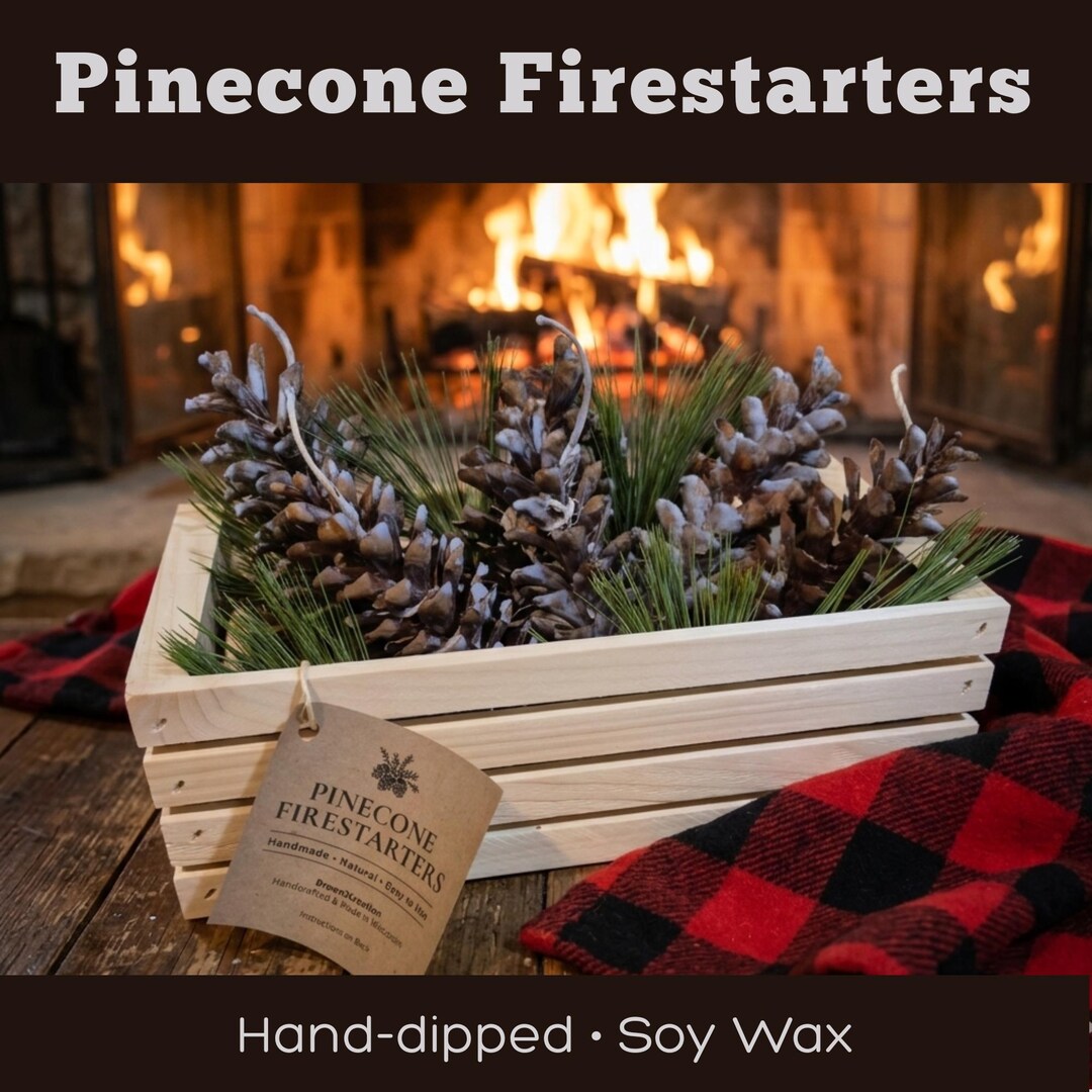 Rustic Starters Pinecone Fire Starters Gift Set | Soy Wax Fire Starters, Fireplace ...