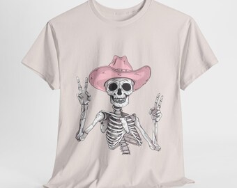 Camiseta de vaquero con esqueleto, camiseta con gráfico de calavera del oeste, ropa con temática de rodeo, camiseta estilo suroeste, camiseta con disfraz de Halloween, día de la