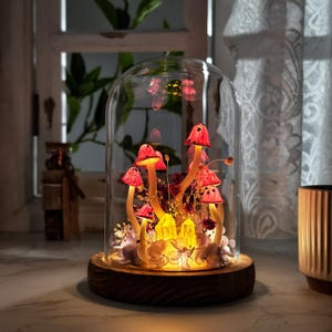 Handmade Mushroom Night Light | Fairycore Decor Gift | Whimsical Mushroom Lamp With Energy Crystal | Cozy Forest Decor for Bedroom