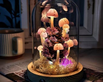 Magical Handmade Mushroom Lamp | Fairycore Decor Gift | Bedroom Decor | Whimsical Decor | Art Deco Lamp