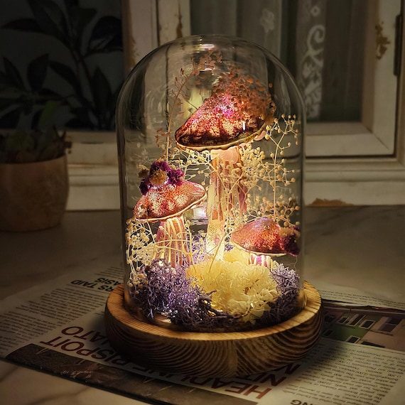 Purple Handmade Mushroom Lamp | Cottage Core | Fall Hosting Decor | Whimsical Decor | Desk Lamp | Art Deco Lamp