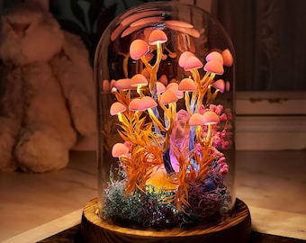 Pink Enchanted Handmade Mushroom Lamp | Fairycore Decor Gift | Bedroom Decor | Fairy Tale Decor for Home | Handmade Gift Lamp