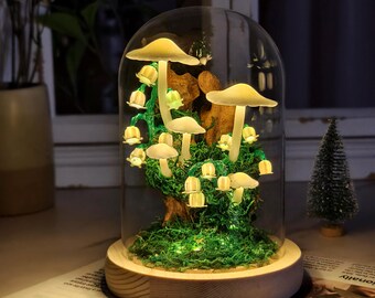 White Handmade Mushroom Lamp | Fairycore Decor Gift | Bedroom Decor | Whimsical Decor | Art Deco Lamp