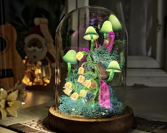 Crystal Handmade Mushroom Lamp | Fairycore Decor Gift | Bedroom Decor | Whimsical Decor | Art Deco Lamp