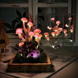 Pink Handmade Mushroom Lamp | Fairy Gift | Bedroom Decor | Whimsical Decor | Gift for Her