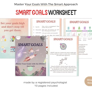 SmartGoals Arbeitsblatt, Therapieziele, Planer für psychische Gesundheit, Anwendungsplan, Fortschrittsnotizen